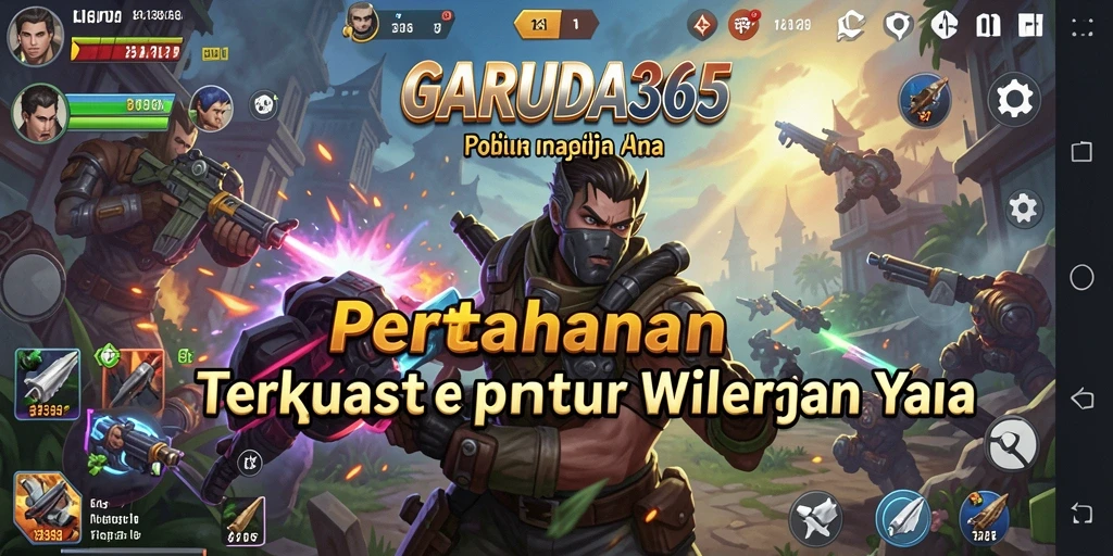 Tampilan gameplay GARUDA365 dengan menara dan musuh yang berinteraksi.