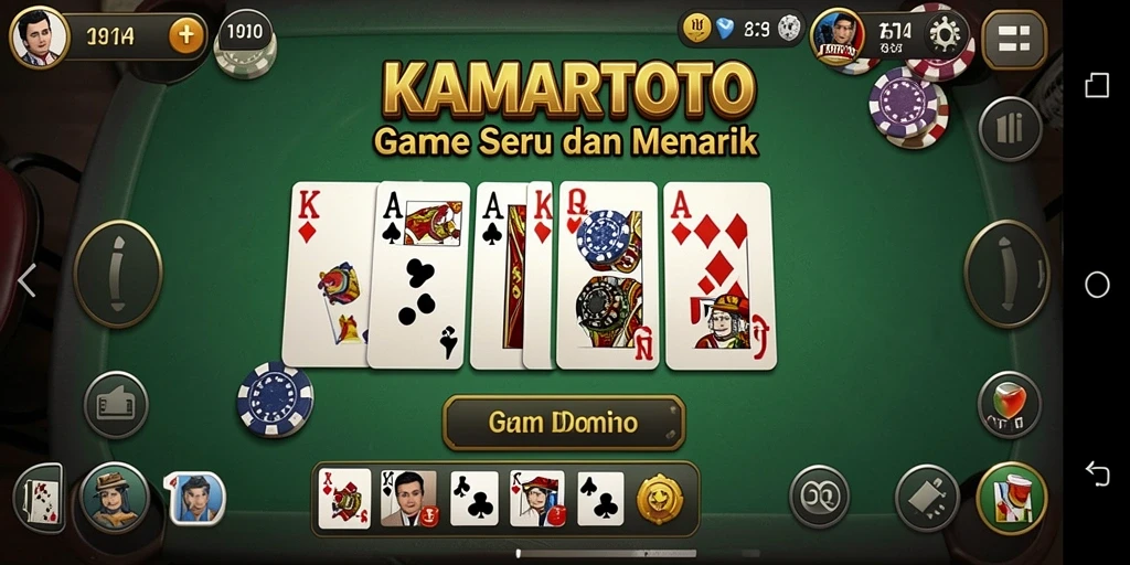 Screenshot KAMARTOTO menampilkan gameplay Domino yang seru.