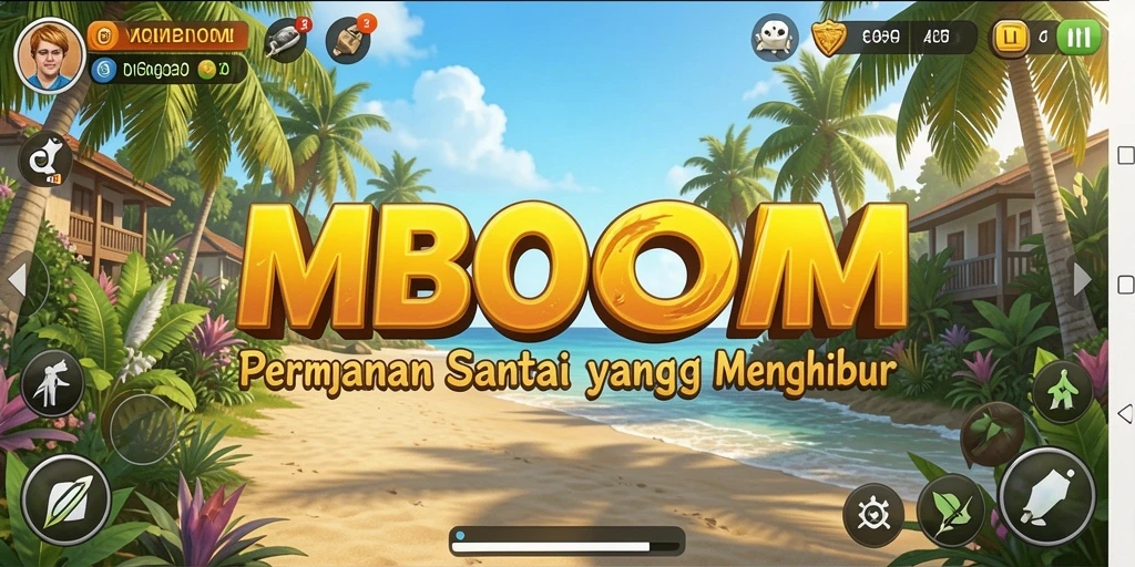 Tampilan gameplay MBOOM yang mengasyikkan dan sederhana.