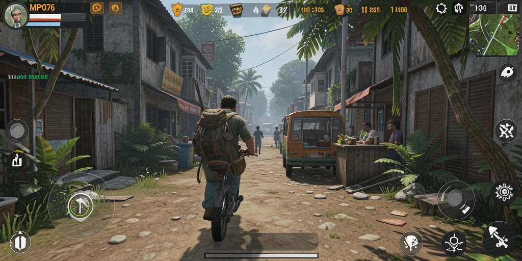 Tampilan gameplay MPO76 yang menampilkan berbagai aktivitas simulasi kehidupan.
