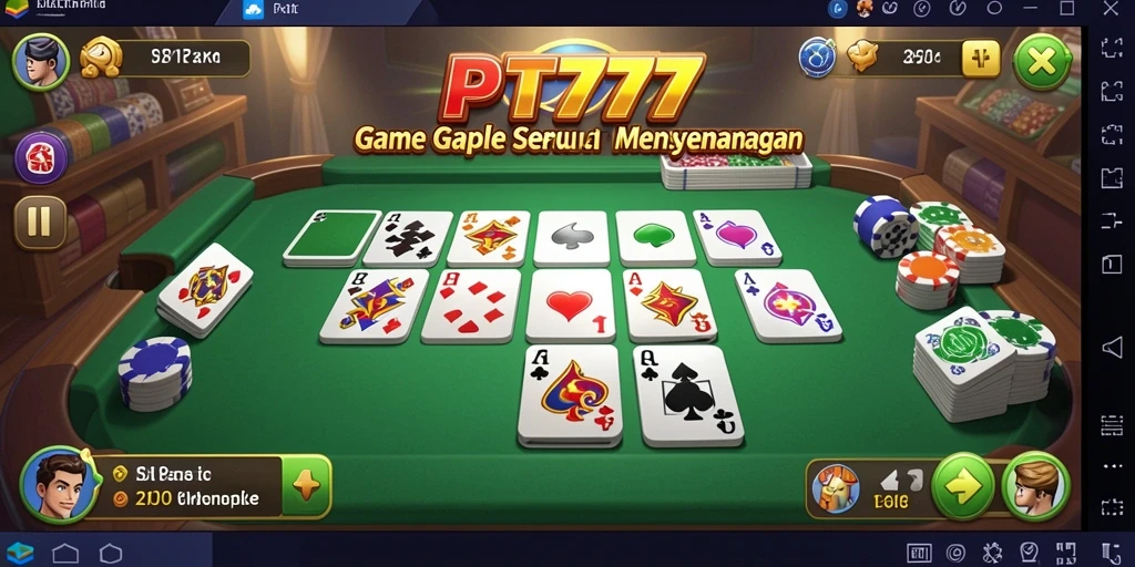 Screenshot utama PT777 menampilkan permainan Gaple yang seru dan interaktif.