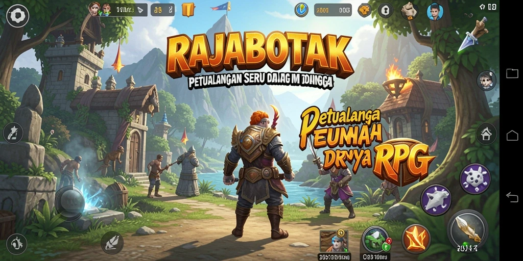 Screenshot utama RAJABOTAK menampilkan aksi pertempuran epik dalam dunia RPG.