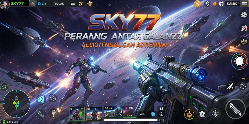 Tampilan gameplay dinamis dengan aksi tembak-menembak yang intens.