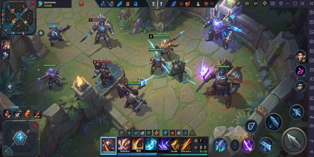 Screenshot menunjukkan pertarungan intens dalam game MOBA SOBATGAMING.