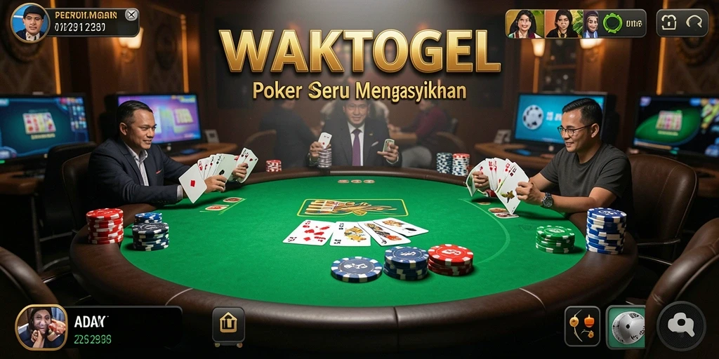 Screenshot WAKTOGEL menampilkan gameplay Poker yang seru dan interaktif.